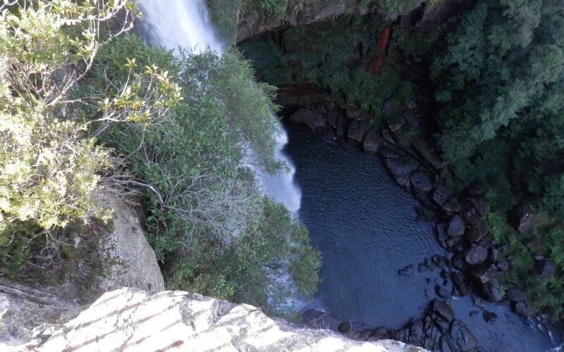 The two-tier drop of Belmore Falls over the escarpment, Southern Highlands NSW