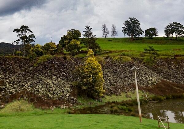 Tin-mine tailings landscape near Derby, Tasmania