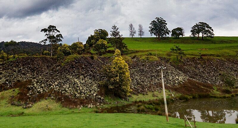 Tin-mine tailings landscape near Derby, Tasmania