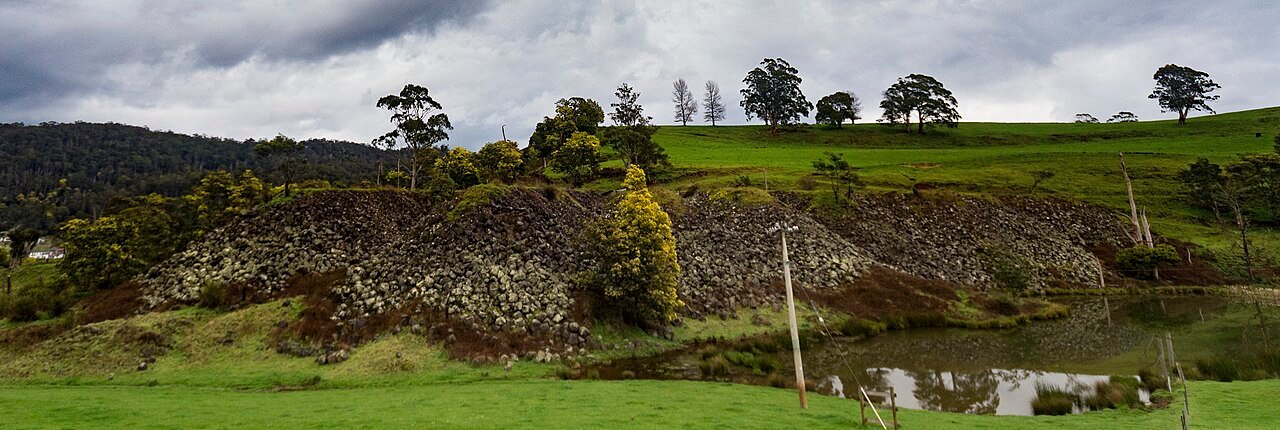 Tin-mine tailings landscape near Derby, Tasmania