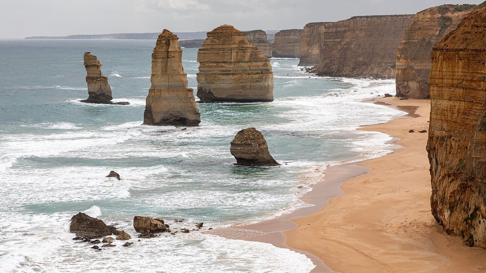 The Twelve Apostles sea stacks at golden hour, Port Campbell National Park VIC