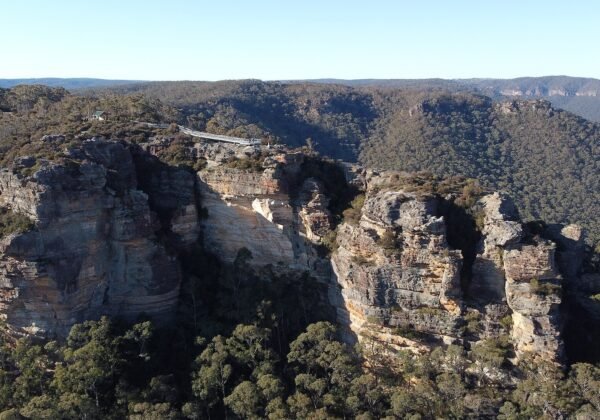 The view from Hassans Walls Lookout, the highest lookout in the Blue Mountains, Lithgow NSW