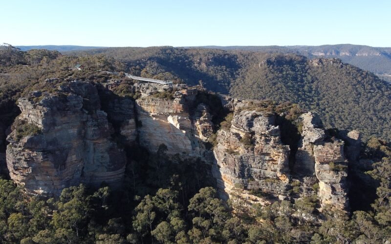 The view from Hassans Walls Lookout, the highest lookout in the Blue Mountains, Lithgow NSW