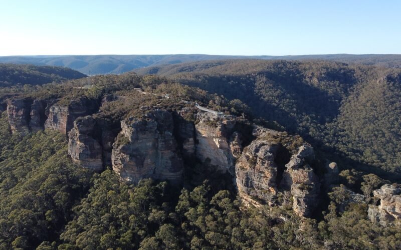 The rebuilt viewing platform at Hassans Walls Lookout, Lithgow