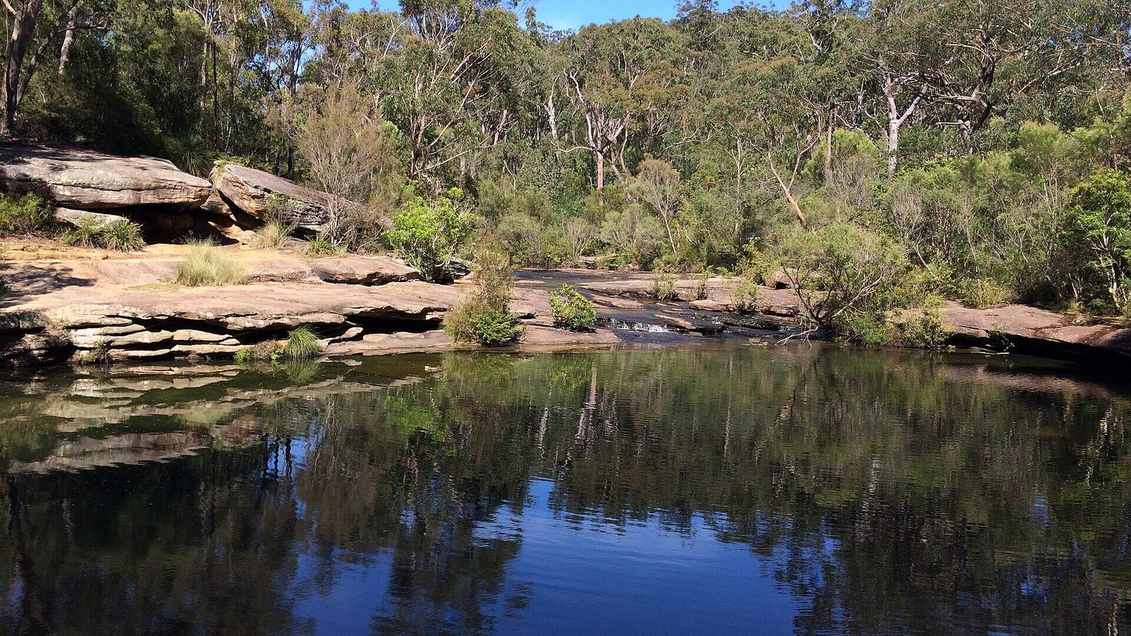 The clear swimming hole of Karloo Pools on Kangaroo Creek, Royal National Park NSW