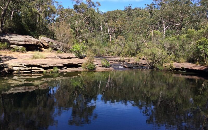 The clear swimming hole of Karloo Pools on Kangaroo Creek, Royal National Park NSW