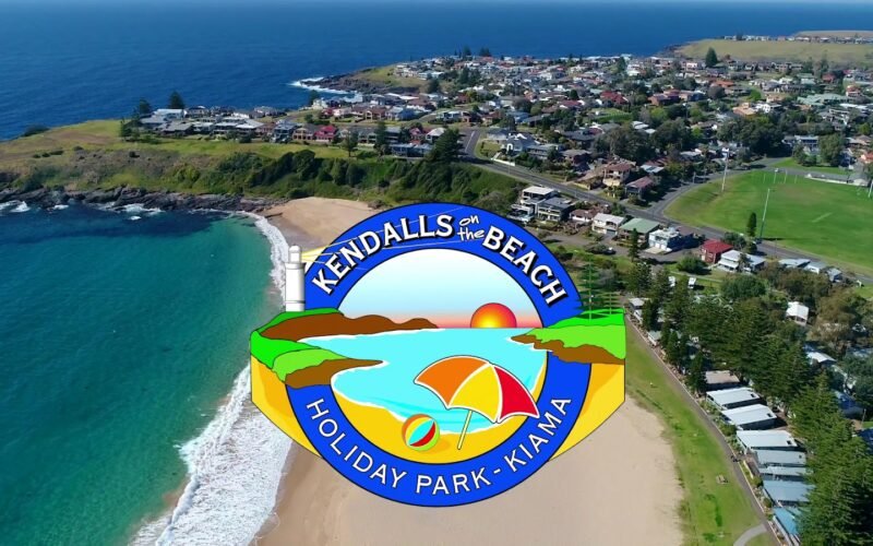Aerial view of the holiday park grounds at Kendalls On The Beach, Kiama