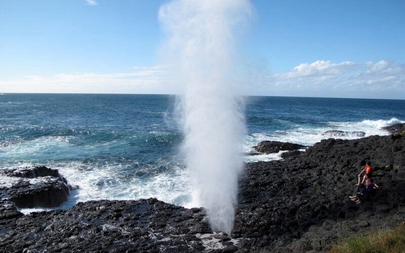 The Little Blowhole erupting at Marsden Head, Kiama NSW