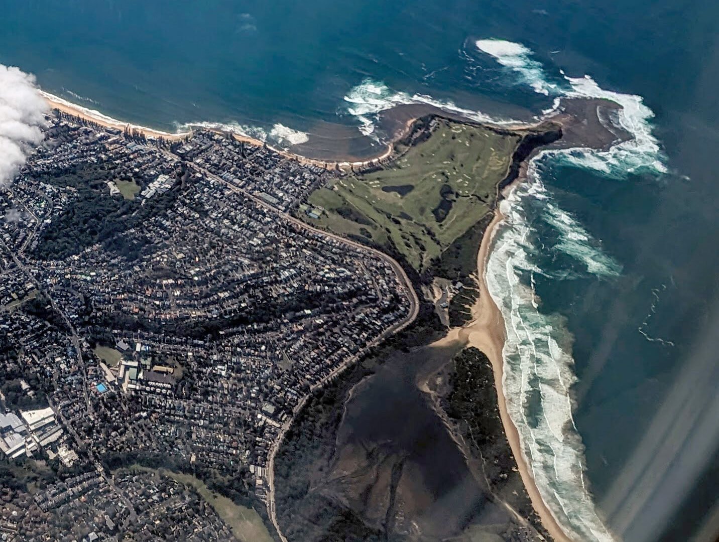 Aerial view of Long Reef headland and beach, Collaroy