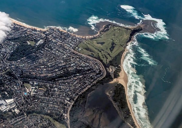 Aerial view of Long Reef headland and beach, Collaroy