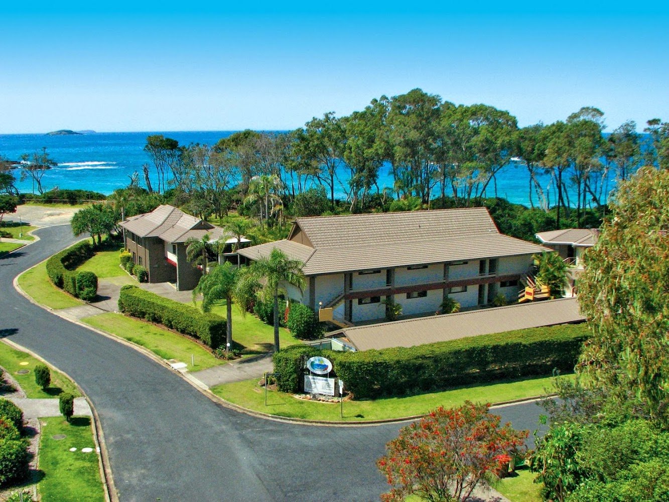 smugglers-korora-aerial - AustralianSecret Aerial view of Smugglers on the Beach resort at Korora, near Coffs Harbour