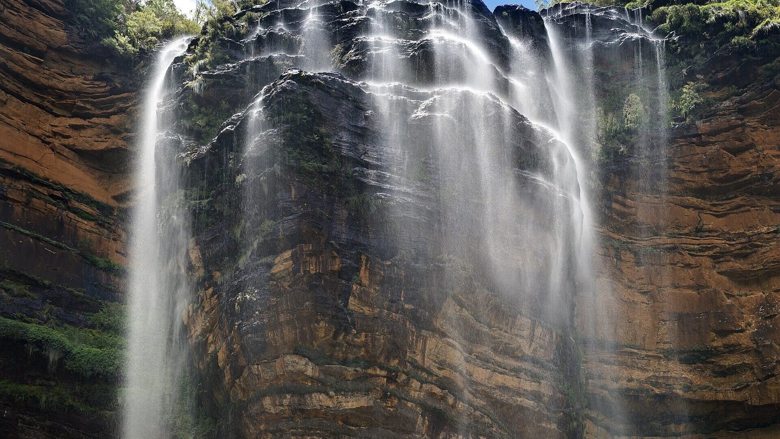 Upper Wentworth Falls cascading over sandstone tiers in the Blue Mountains NSW